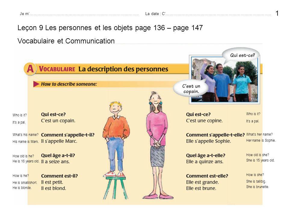 Les descriptions des personnes
